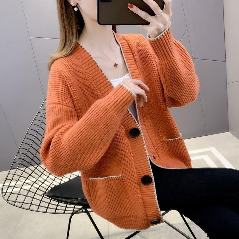 Spring and Autumn Women's Sweater Cardigan Knitted Shirt Top Shawl Western Style Loose Sweater
