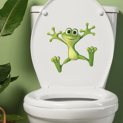 Cartoon Mischievous Little Frog Bathroom and Toilet Decoration and Beautification Stickers