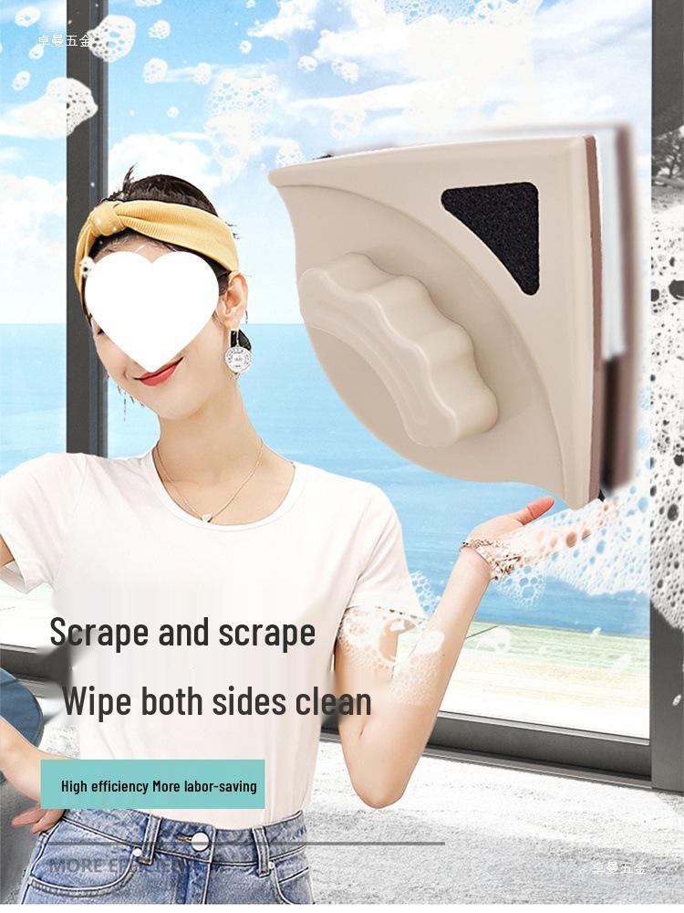 Double-Sided Magnetic Window Cleaning Brush for High-Rise Glass