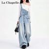 La Chapelle Women's Wide-Leg Denim Overalls