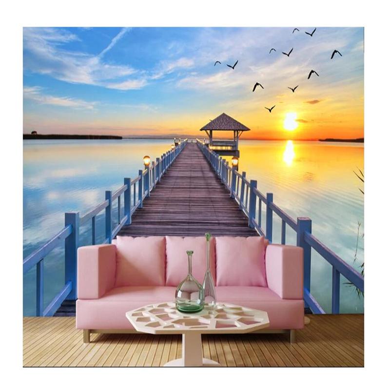 

Beautiful Sea View 3d Wallpaper Living Room Background Photo Wall Sticker Luxury Beach Lake Landscape Mural 200 cm(W) x 140 cm(H)
