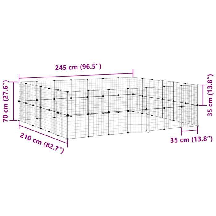3114041 vidaXL Pet Cage with 52 Panels and Door Black 35x35 Cm