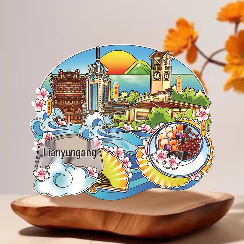 Nanjing and Suzhou Wooden Magnet: Cultural Travel Souvenir Decorative Sticker