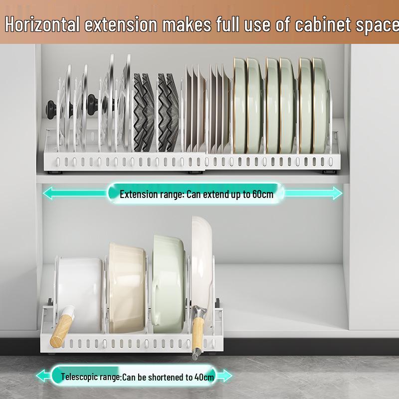 Wow-oh Expandable Frying Pan Storage Cabinet with Adjustable Pull-Out Pot Rack
