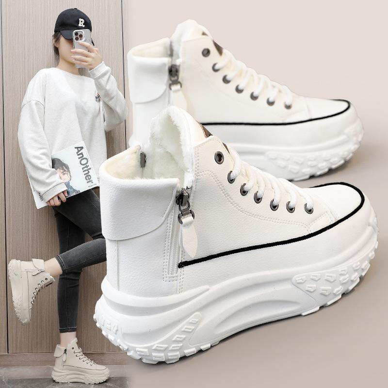 Winter Ladies Shoes New Solid Color Snow Boots Versatile Casual Fashion Cotton Shoes Women's Velvet Sneakers