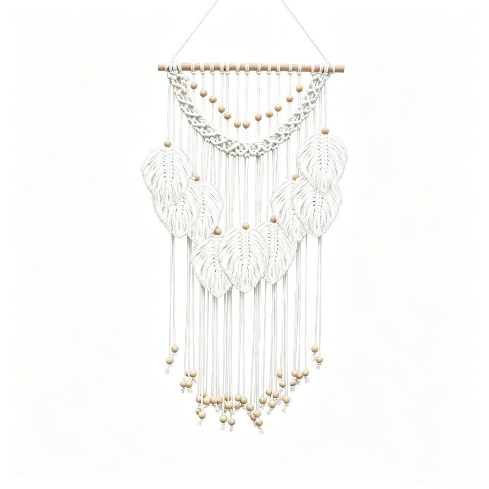 Handmade Woven Macrame Wall Hanging Cotton Rope Boho Wall Decor Leaf Wall Decor Living Room Decor
