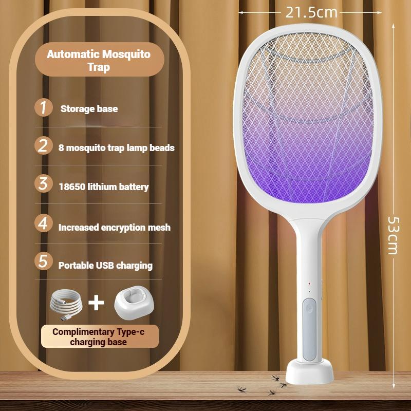 2 In 1 Mosquito Swatter Electric Mosquito Killer Lamp Killer Insect Killer Type-C Rechargeable Mosquito Killer Fly Killer