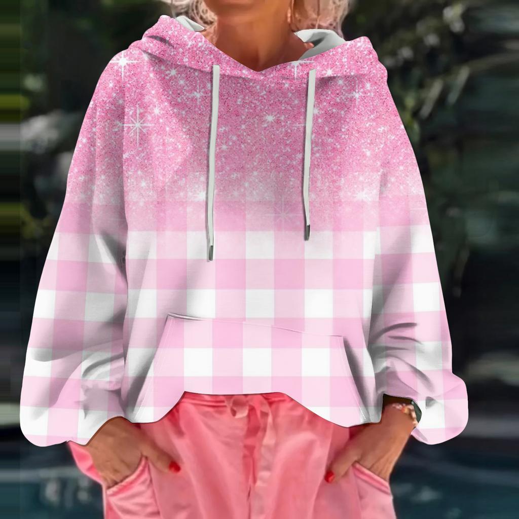 Women's Floral Print Loose Casual Long Sleeved Hooded Sweatshirt