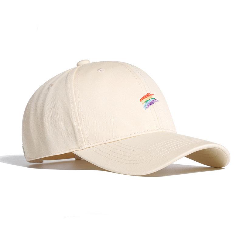 Yellow Baseball Cap Women's Colorful Lines Fashionable Korean Version Soft Top Curved Hat Young Couple Street Fashion Baseball Cap