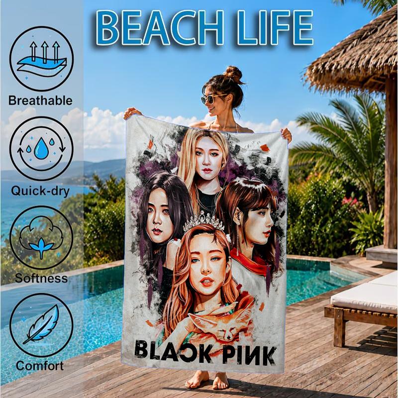 kpop BP Fashion Beach Towel, Microfiber Beach Towel, Perfect For Pool, Beach, Travel, Home Decor Beach Party Fan gifts