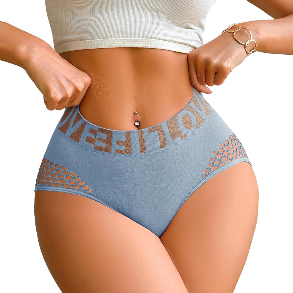 High Waist Seamless Briefs for Women Soft Stretch Underwear Breathable Mesh Design Comfortable Fit Panties Pack