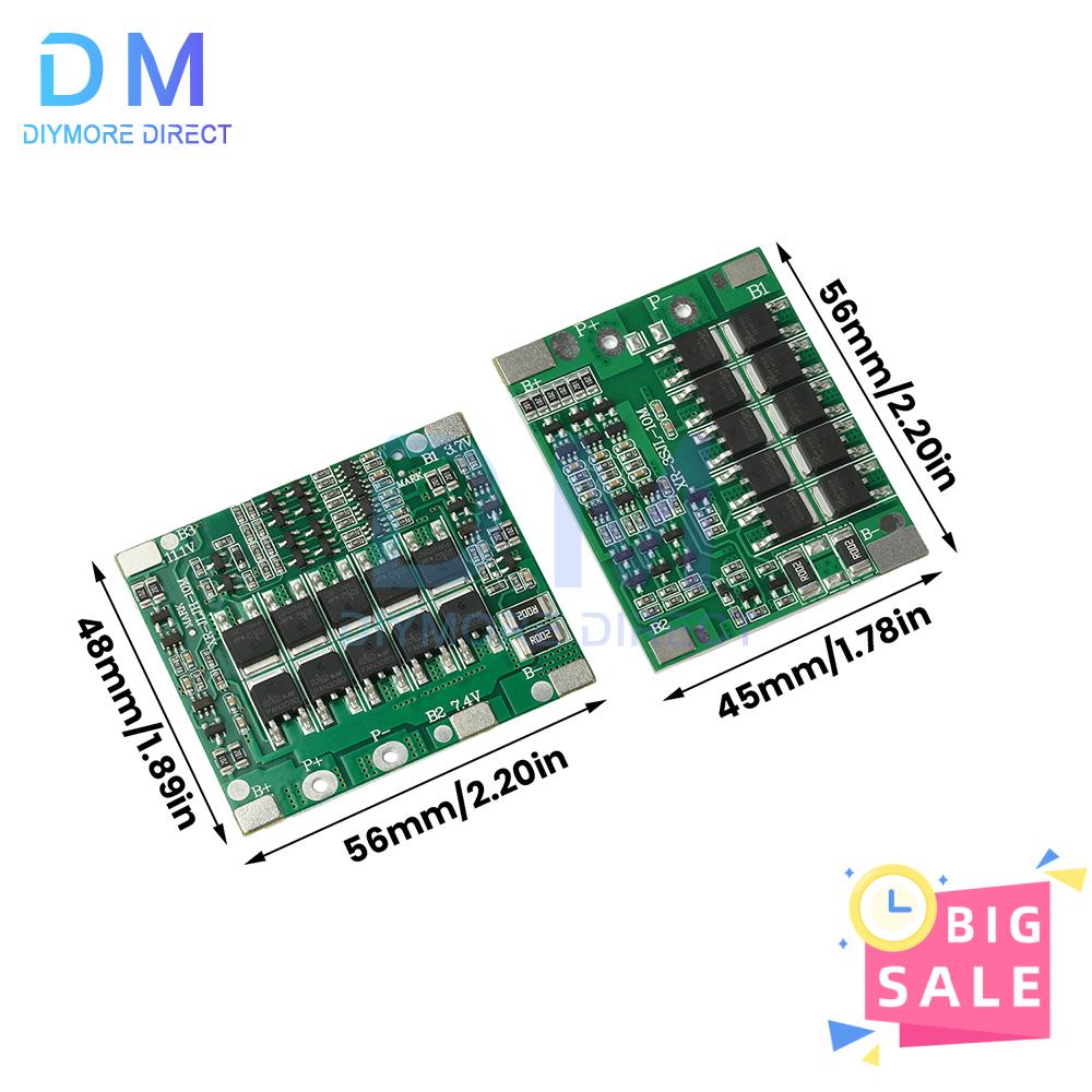 3S 4S Li-ion Battery Protection Board 40A 11.1V 14.8V with Balance 10MOS, 100A Peak Current Short Circuit Current Over Discharge