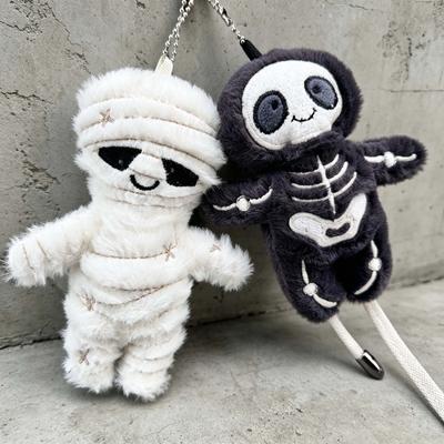 Cute Mummy Skeleton Plush Keychain Soft Stuffed Bag Pendant Halloween Keyring Gift Backpack Car Accessory