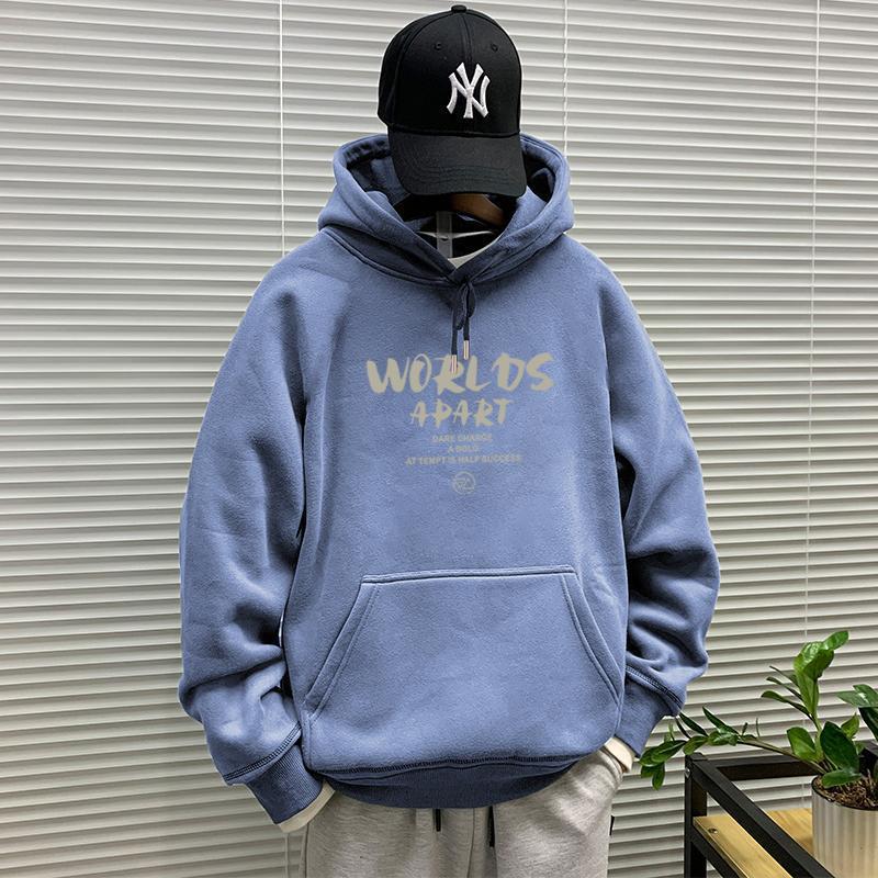 Korean Style Winter Hooded Sweatshirt for Boys: Thick, Versatile, Plus Velvet Pullover