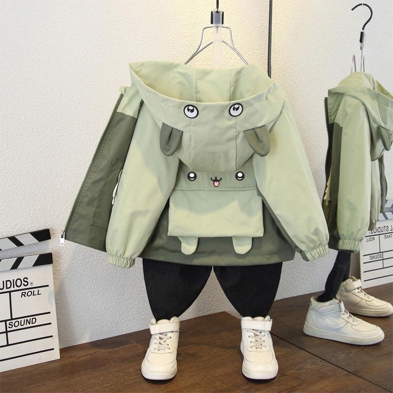

Spring and Autumn Boys Jacket Casual Hooded Jacket Baby Jacket 130 зелений