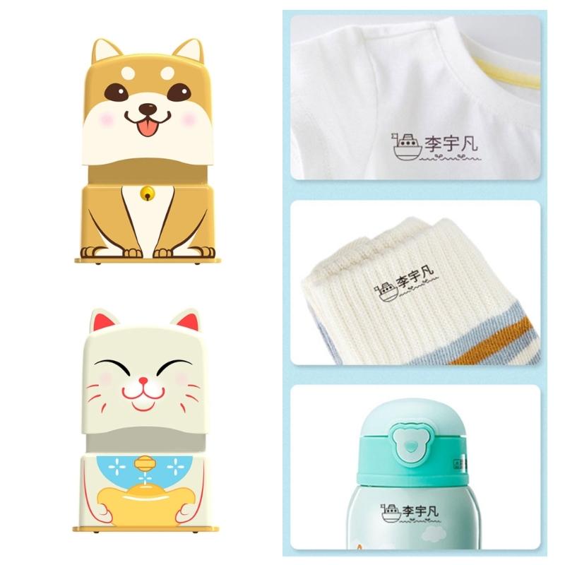 Cartoon Pattern Style Name Stamp, Name Stamp Materials, 2 Color Name Stamp Clothing Stamp for Kid Name Stamp for Clothes