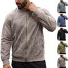 Herren Einfarbige Langarm Vintage Wildleder Reißverschluss Flieger Freizeitjacke Oberbekleidung