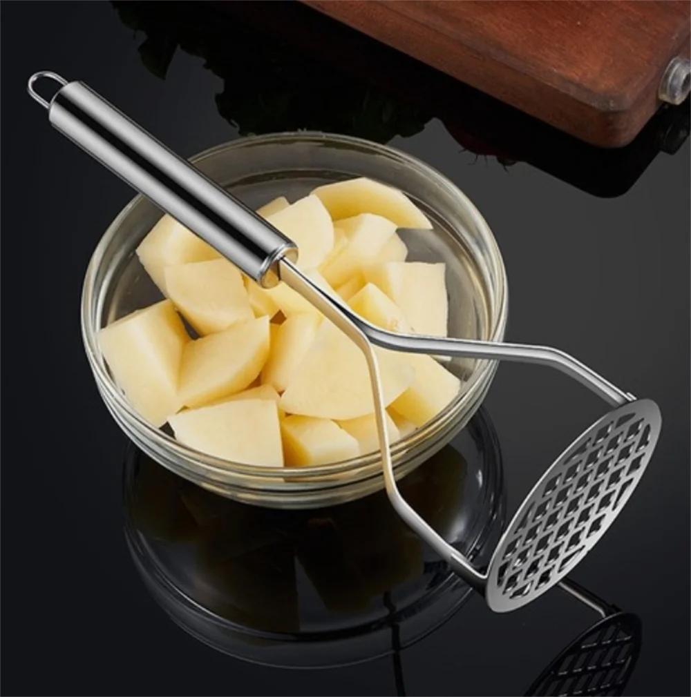 Stainless Steel Potato Masher - Kitchen Mud Press Tool for Fruit Juice Extractor Multipurpose Crusher Puree Maker