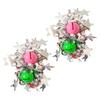 2Pcs Wrist Flower with Star Bell Decor Cheerleading Cheer Elastic Band Bracelet Holiday Celebration Metallic Sparkling Wrist Accessory