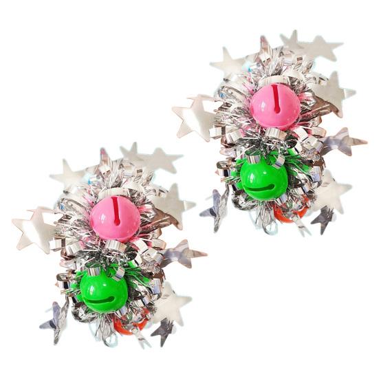 

2 шт. запястье цветок с декором звезда колокольчик эластичный браслет чирлидинг чирлидинг праздничный металлический сверкающий серебряный