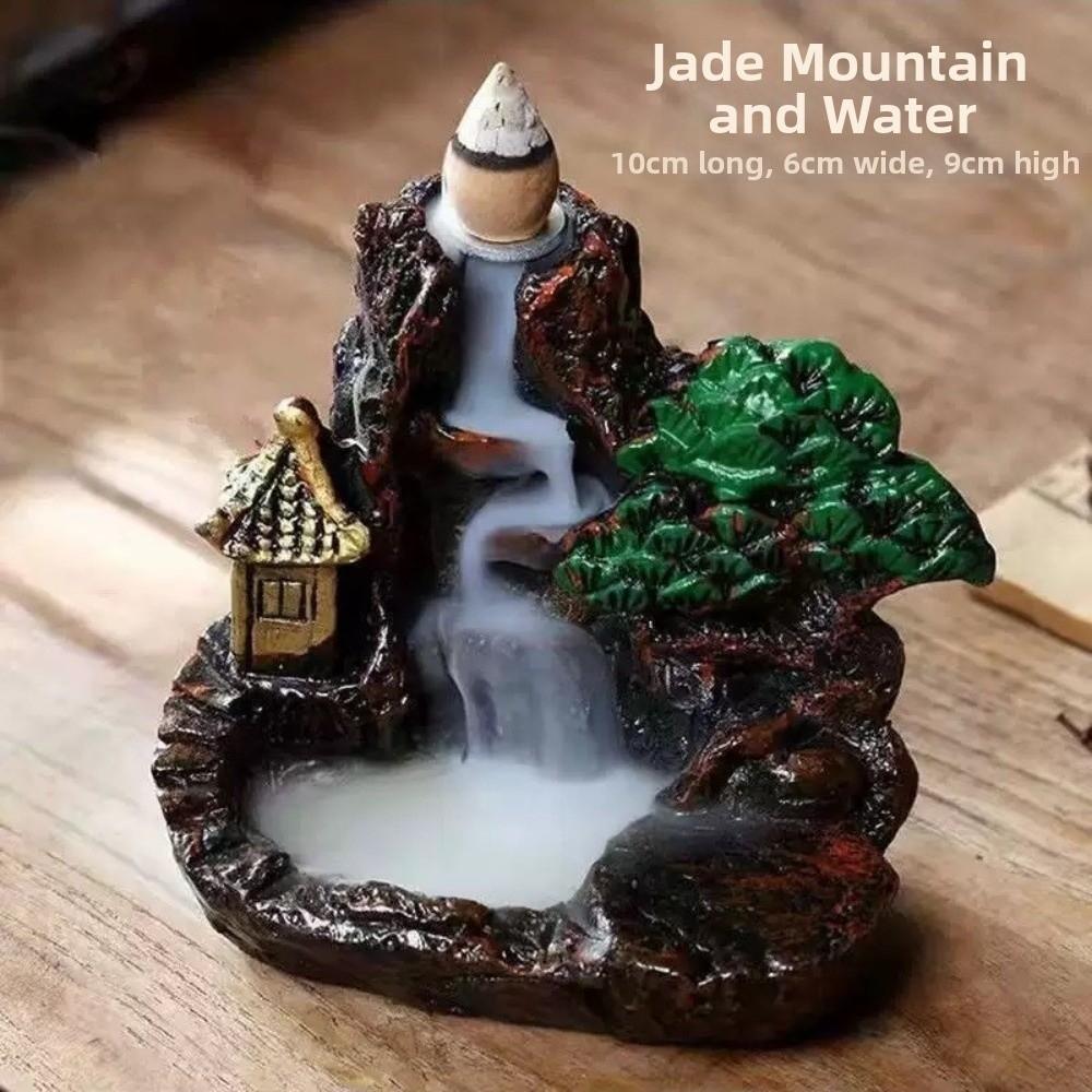 Mountain River Waterfall Incense Burner Resin Aromatherapy Ornament Home Decor Yoga