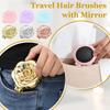 uxcell Travel Hair Brush Set Mini Massage Hair Portable Compact Mirror Folding Hair Comb Perfect for and Everyday Use Silver Color 4-Piece (with