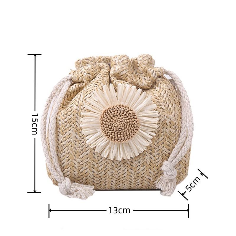 

Тканая сумка на плечо ручной работы в богемном стиле с подсолнухом, пляжная сумка для летних каникул, винтажная сумка на плечо для девочек хаки