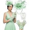 Fascinators Hat for Women Tea Party Fascinator Headband with Gloves Tea Party Accessories for Ladies