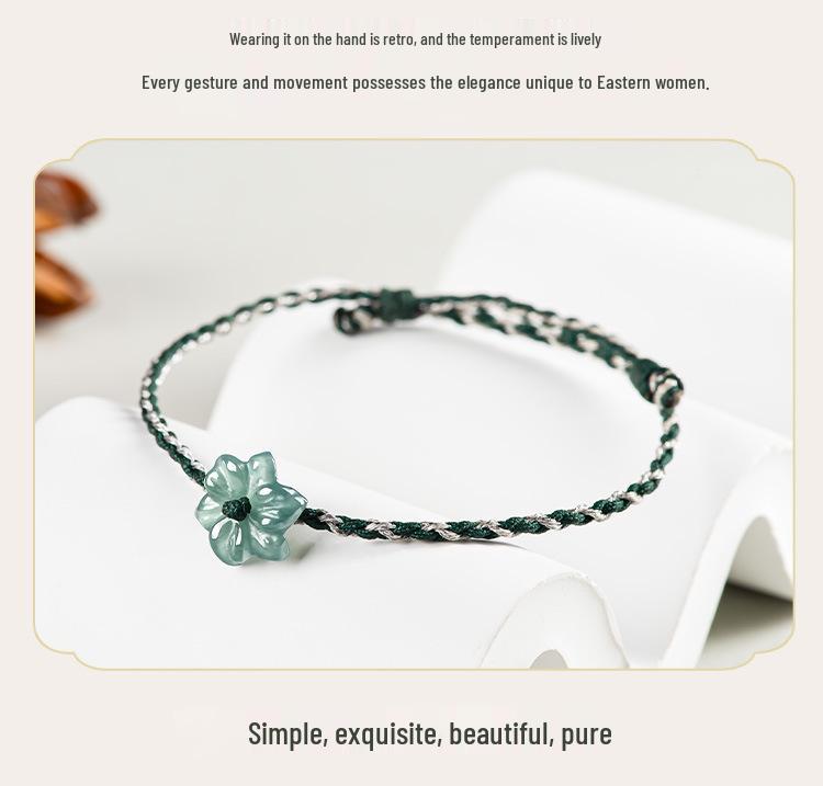 A-Qualität Blauer Jade-Orchidee Handgewebtes Unisex-Armband