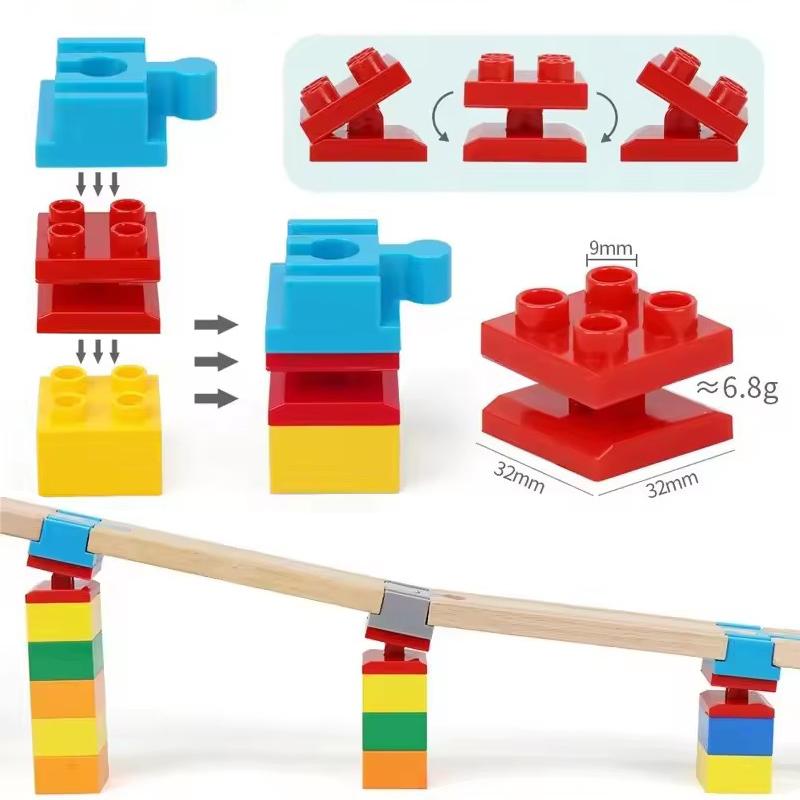 5/10pcs Universal Wooden Tracks Connectors Accessories Big Size Blocks Rotatable Connection Adapters Fit for Brand Train Tracks