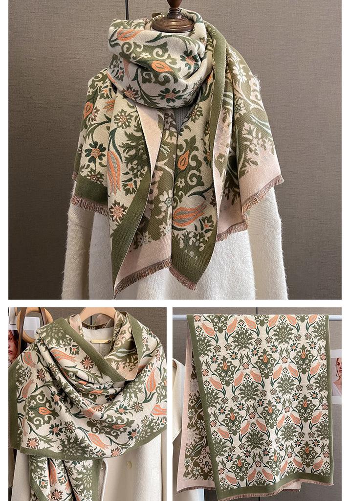 Women's Stylish Faux-Cashmere Scarf – Korean-Style Printed Warm Neck Warmer & Air-Conditioning Shawl