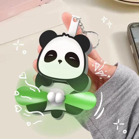 Prank Cat Fan Keychain Pendant Playful Animal Doll Propeller Keychain Bag Backpack Belt Loop Keyring