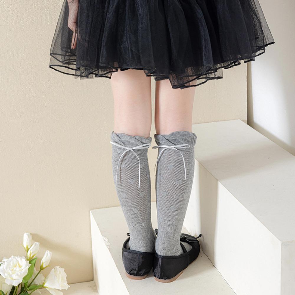 

Детские носки средней длины для принцесс, милые носки в стиле балеткор, чулки с кружевом в стиле милой лолиты, на каждый день серый