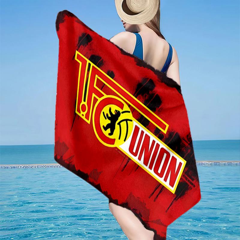 1 Stück Union Fußball-Emblem Strandtuch - Weiche, Saugfähige Mikrofaser, Leicht, Ideal für den Strand, Partys, Reisen, Camping, Geschenke für Fans