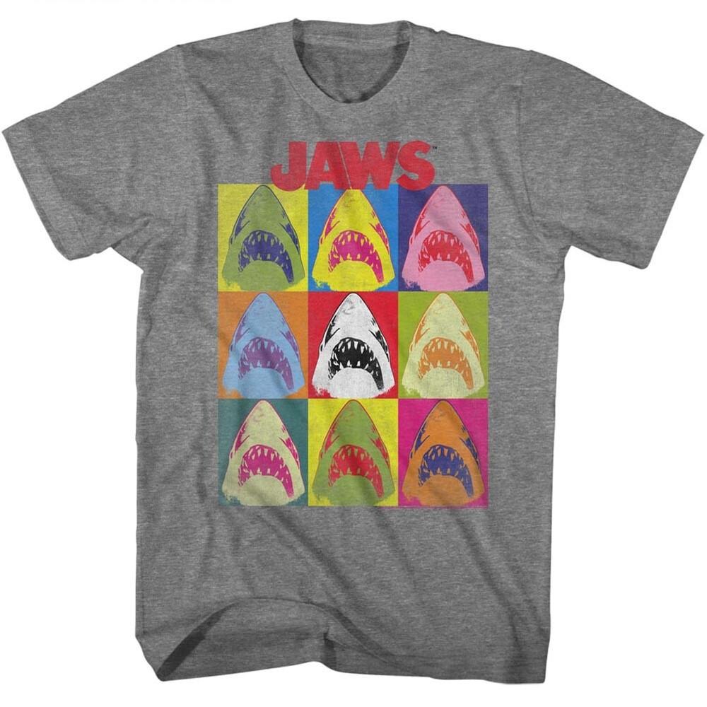 Jaws 70 s Thriller Movie Andy Warhol Jawhol Sharks Photo Painting Men s T Shirt Unisex T-Shirt XL