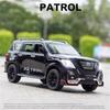 1/24 Scale Patrol Diecast Alloy Car Model Off-road Vehicle SUV Toy Car with Light and Sound Pull Back Toy Collection for Kids Adults Gifts