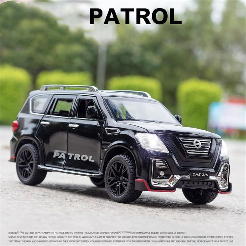 1/24 Scale Patrol Diecast Alloy Car Model Off-road Vehicle SUV Toy Car with Light and Sound Pull Back Toy Collection for Kids Adults Gifts