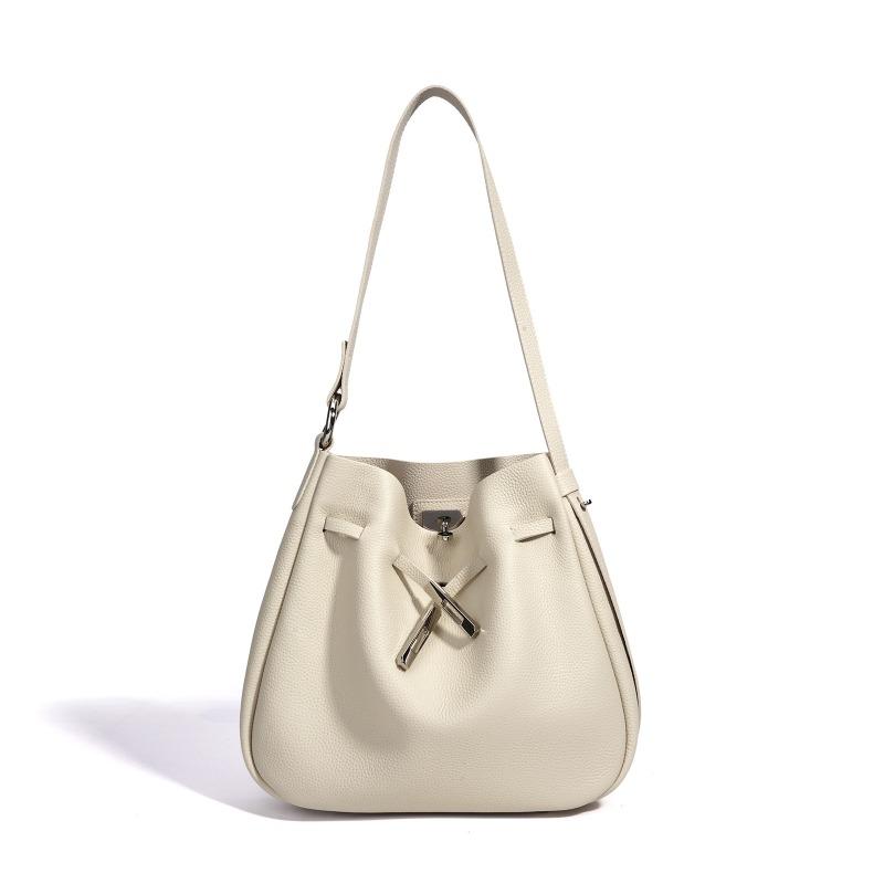 Crossbody bag women's casual leather bucket bag women's new relaxation large capacity lazy wind commuter shoulder bag women
