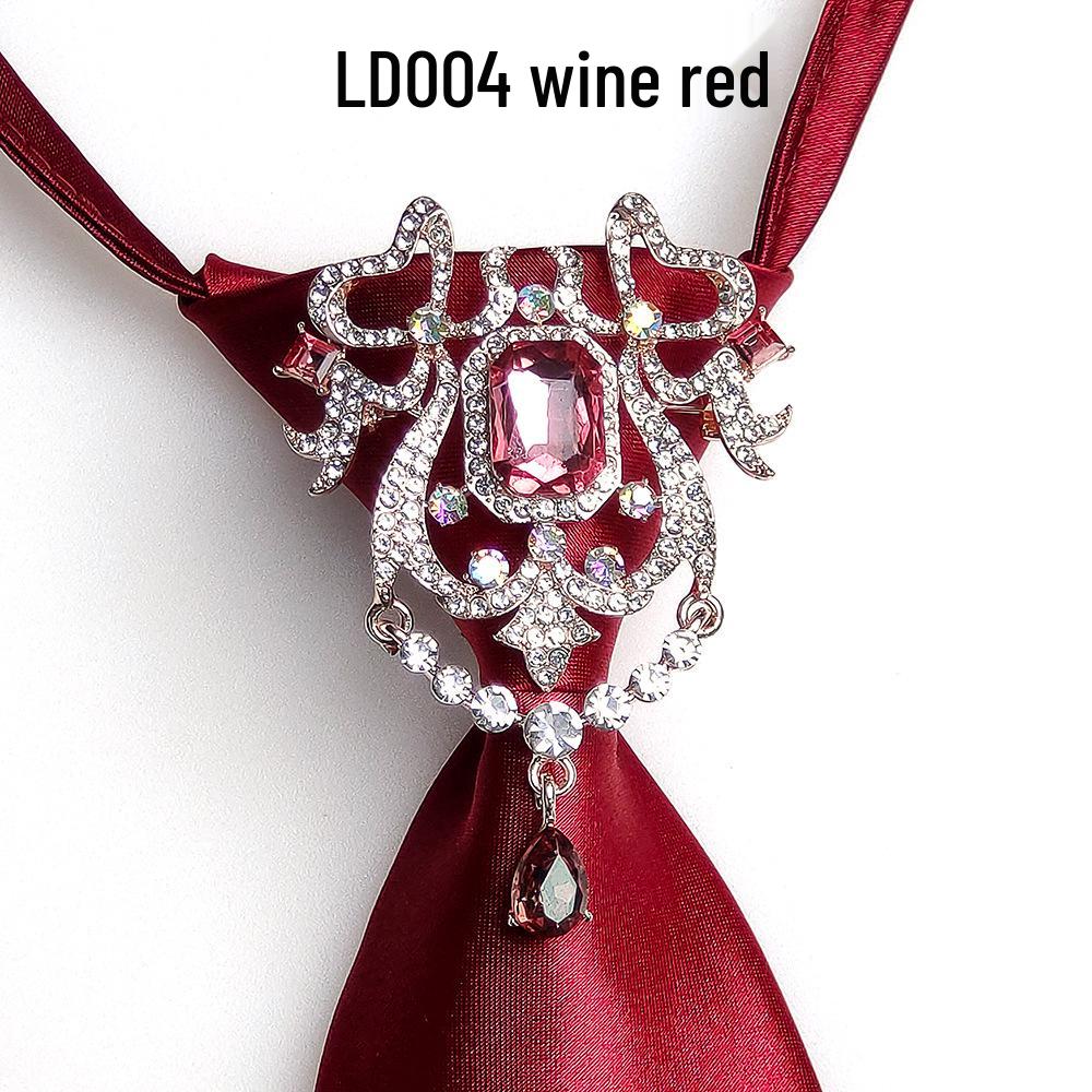 Japanese Style Women's Rhinestone Bow Tie Collar for Shirts