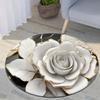 ~O~White Rose Round Floor Mat for Bedroom & Living Room – Elegant Indoor Decor Accent