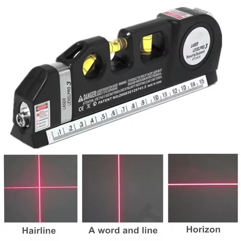 Multifunktionella Infraröda Laserpass med 8FT 2.5M Standard Måttband Korslinjelasrar Renoverings- och Byggverktyg