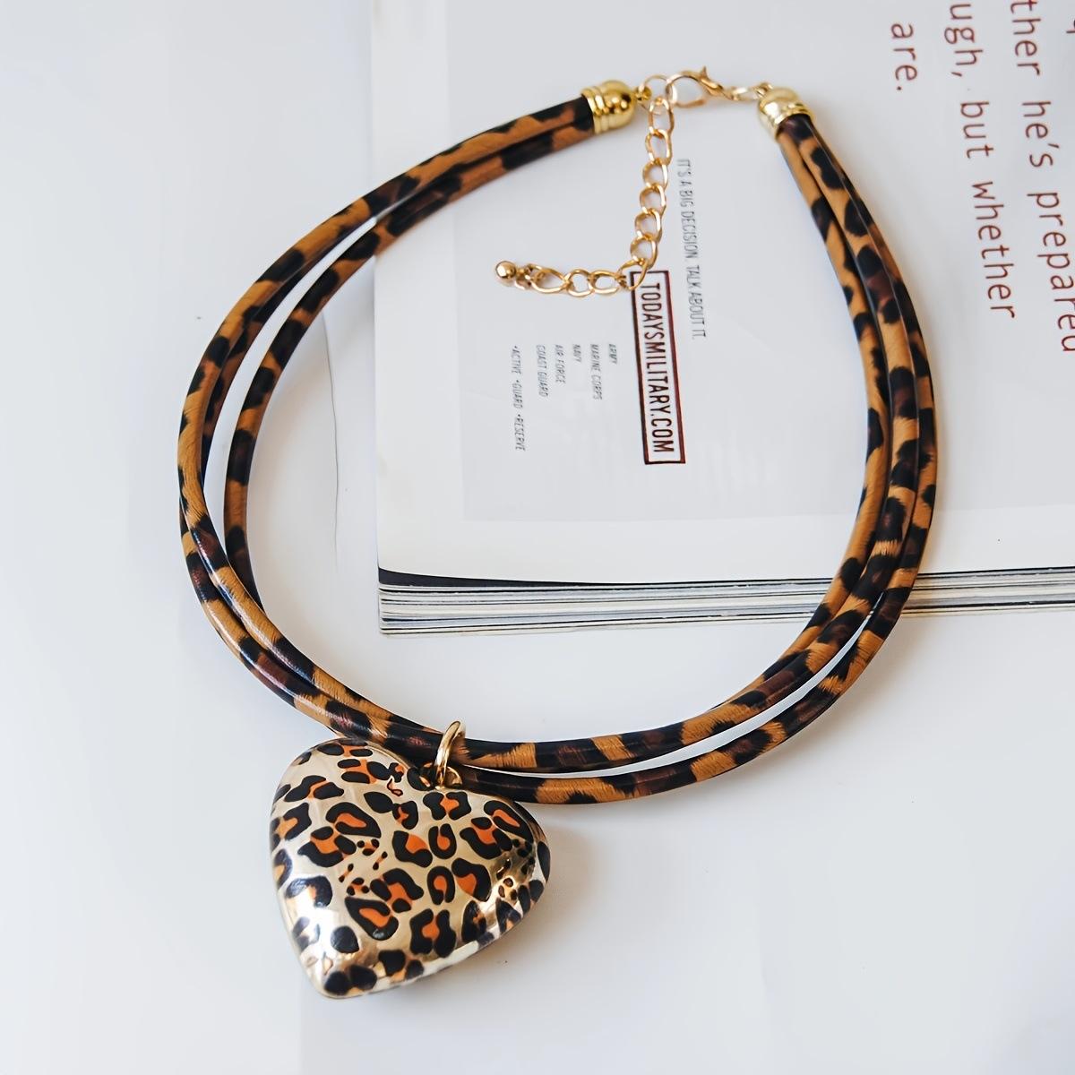 

Модная подвеска Love Leopard из многослойной кожаной веревки, персонализированная цепочка для ключицы серый