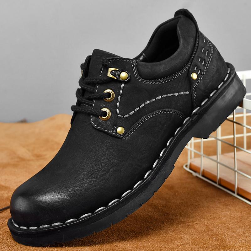 British Leather Shoes Leather Men's Casual Single Shoes Handmade Shoes Stitched Casual Leather Shoes