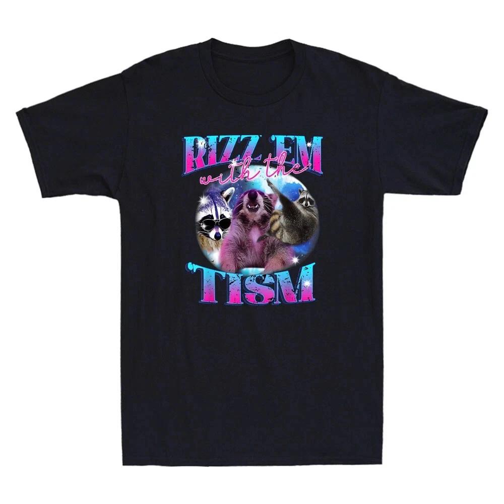 unny “Rizz Em With The Tism” Opossum Vintage Men’s T-Shirt 4XL