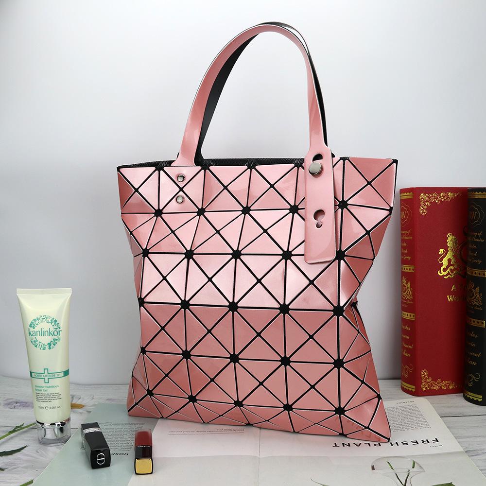 Borsa a mano rombo geometrico lucida: Borsa a tracolla pieghevole alla moda a 6 scomparti per donna.