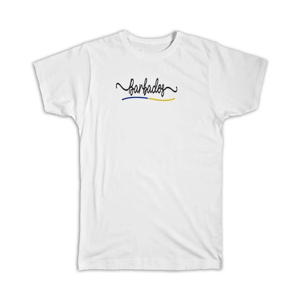 Gift T-Shirt : Barbados Flag Colors Bajan Travel Expat Country Minimalist L