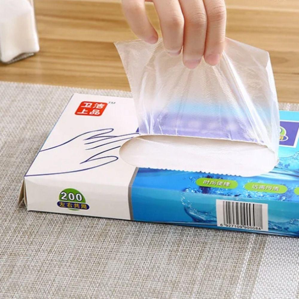 100pcs/box Multifunctional Plastic Gloves Transparent PE Gloves Disposable Gloves  Cooking Cleaning