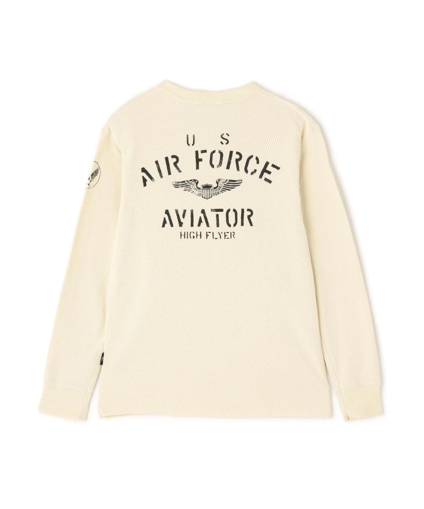 AVIREX HONEYCOMB WAFFLE USAF L/S T-SHIRT XL natural 783-5230030