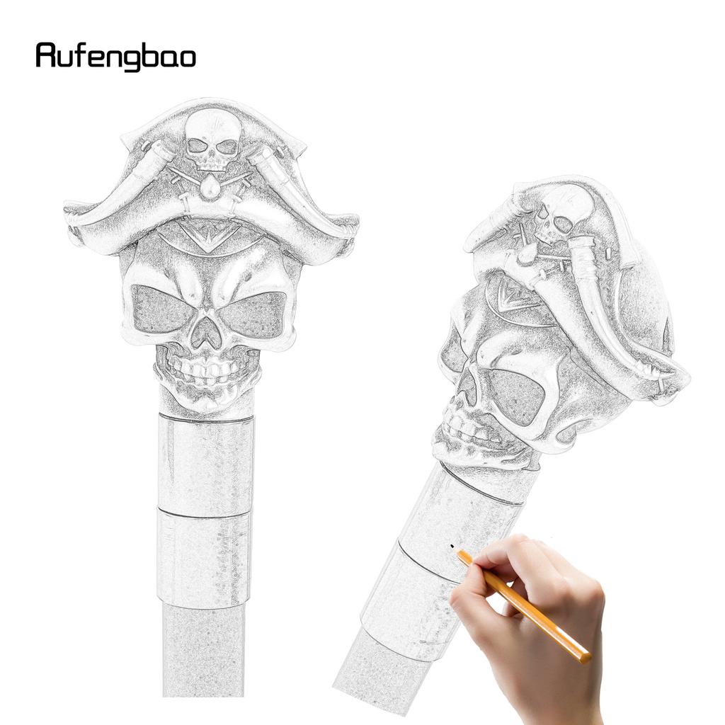 Weißer Hut Piraten Totenkopf Kopf Gehstöcke Mode Stock Dekorative Stöcke Halloween für Cosplay Partys, für Cosplay & Party 93cm
