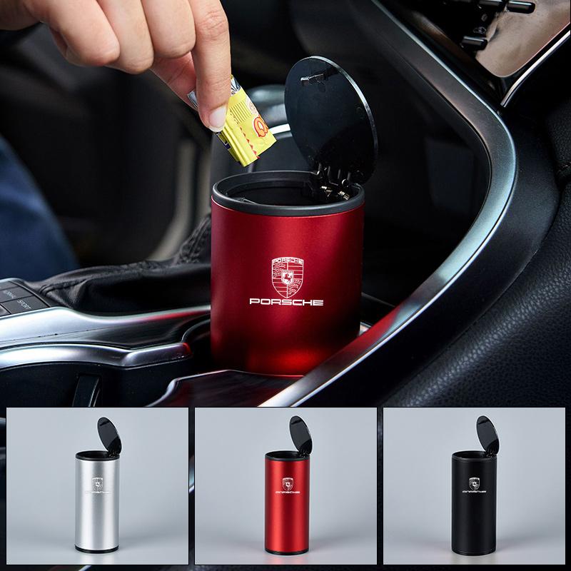 Car Trash Can Organizer Storage Bag Garbage Bin Ashtray for Porsche Panamera Cayenne Taycan 911 718 Macan Carrera-GT Accessories